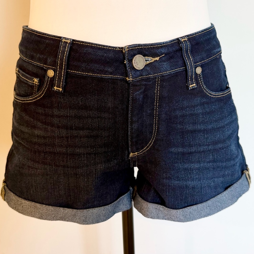 PAIGE Denim Shorts | Dark Wash Cuffed Jean Shorts | Size 26